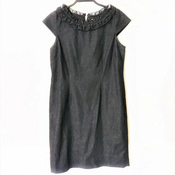 Julian Taylor Denim Ruffle Collar Dress - Picture 1 of 5